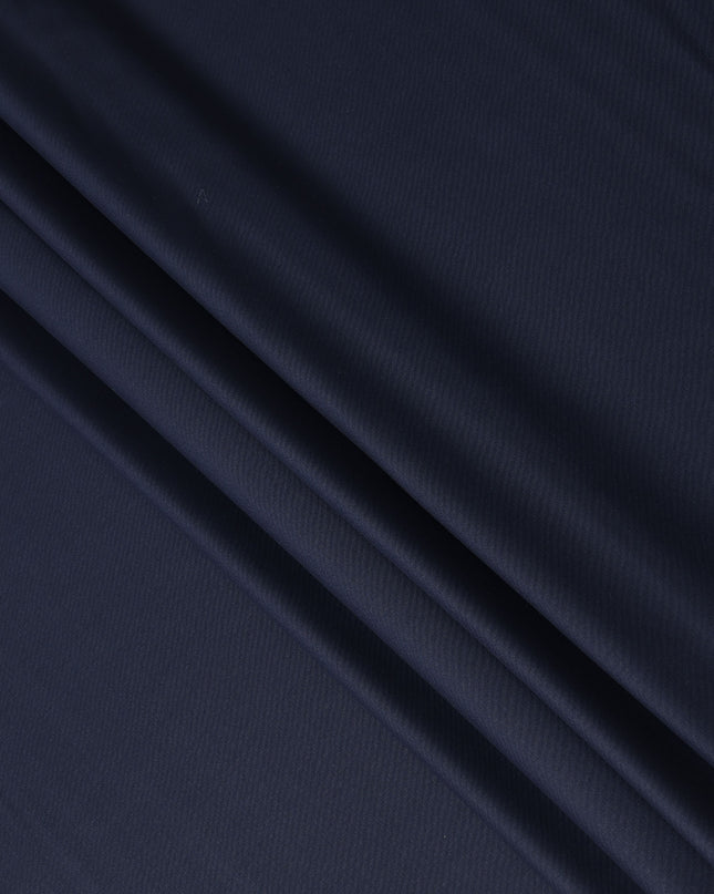 Navy Blue Solid Blended Poly Wool Suiting Fabric 150 Cms Width Smooth Soft Durable Wrinkle Resistant Material for Formal Suits Trousers Blazers-D28598 - Regal Fabrics