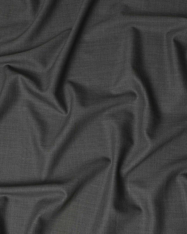 Dark Grey Solid Blended Poly Wool Suiting Fabric 150 Cms Width Soft Durable Wrinkle Resistant Material for Formal Wear Suits Trousers Blazers-D28590 - Regal Fabrics