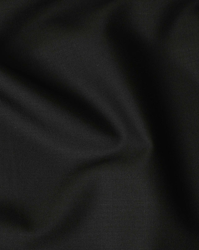 Black Solid Blended Poly Wool Suiting Fabric 150 Cms Width Smooth Soft Durable Wrinkle Resistant Material for Formal Suits Trousers Blazers-D28591 - Regal Fabrics