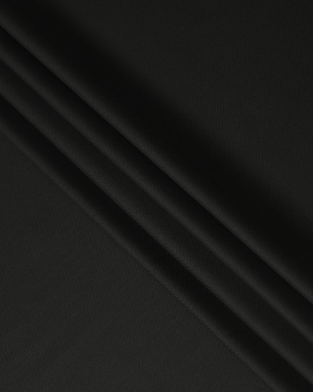 Black Solid Blended Poly Wool Suiting Fabric 150 Cms Width Smooth Soft Durable Wrinkle Resistant Material for Formal Suits Trousers Blazers-D28591 - Regal Fabrics