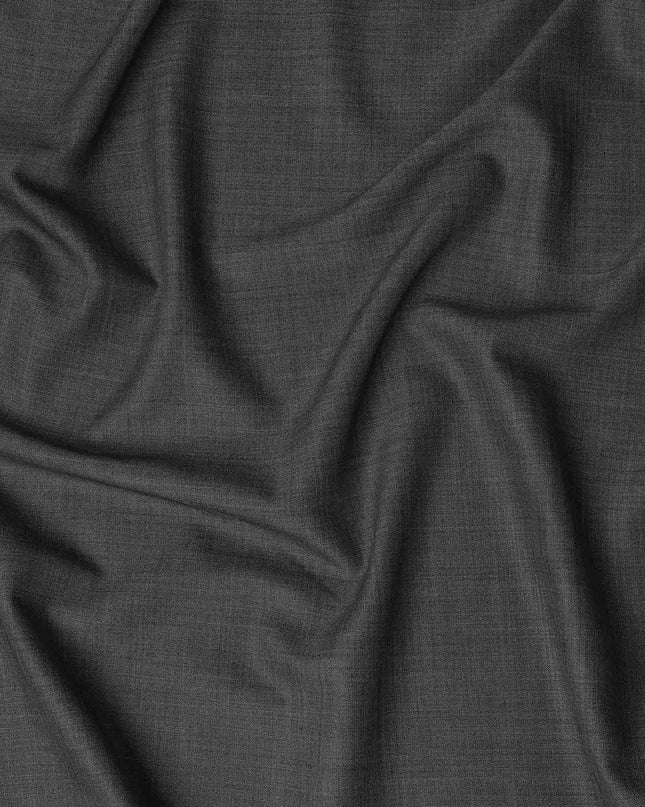 Charcoal Grey Solid Blended Poly Wool Suiting Fabric 150 Cms Width Smooth Soft Durable Wrinkle Resistant Material for Formal Suits Trousers Blazers-D28602 - Regal Fabrics