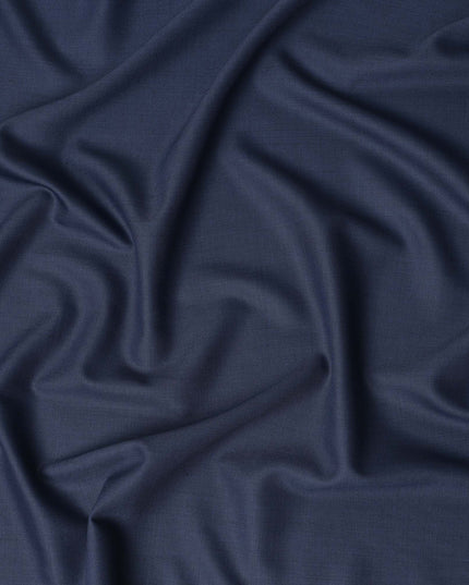 Navy Blue Solid Blended Poly Wool Suiting Fabric 150 Cms Width Smooth Soft Durable Wrinkle Resistant Material for Formal Suits Trousers Blazers-D28593 - Regal Fabrics