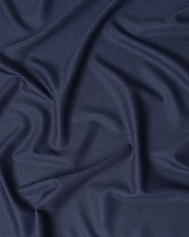 Navy Blue Solid Blended Poly Wool Suiting Fabric 150 Cms Width Smooth Soft Durable Wrinkle Resistant Material for Formal Suits Trousers Blazers-D28593 - Regal Fabrics