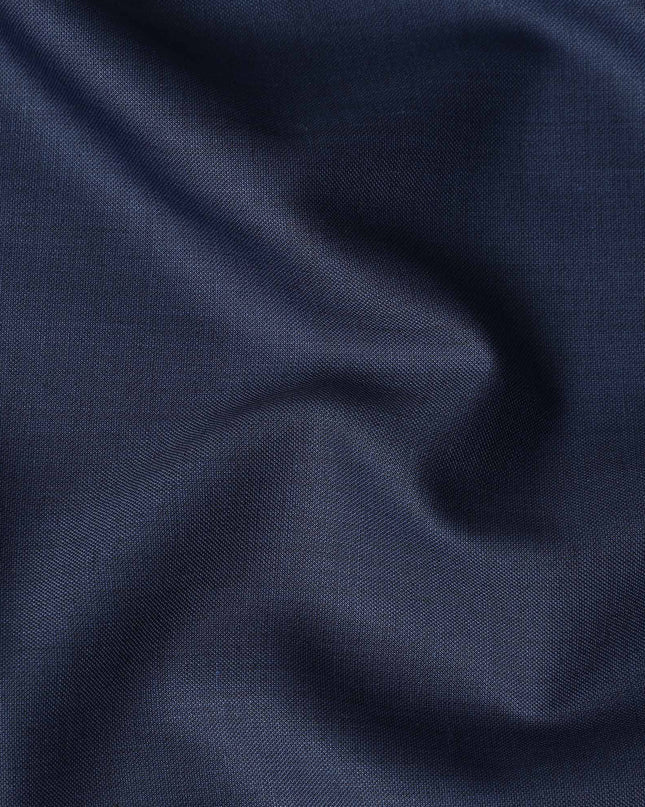 Navy Blue Solid Blended Poly Wool Suiting Fabric 150 Cms Width Smooth Soft Durable Wrinkle Resistant Material for Formal Suits Trousers Blazers-D28593 - Regal Fabrics