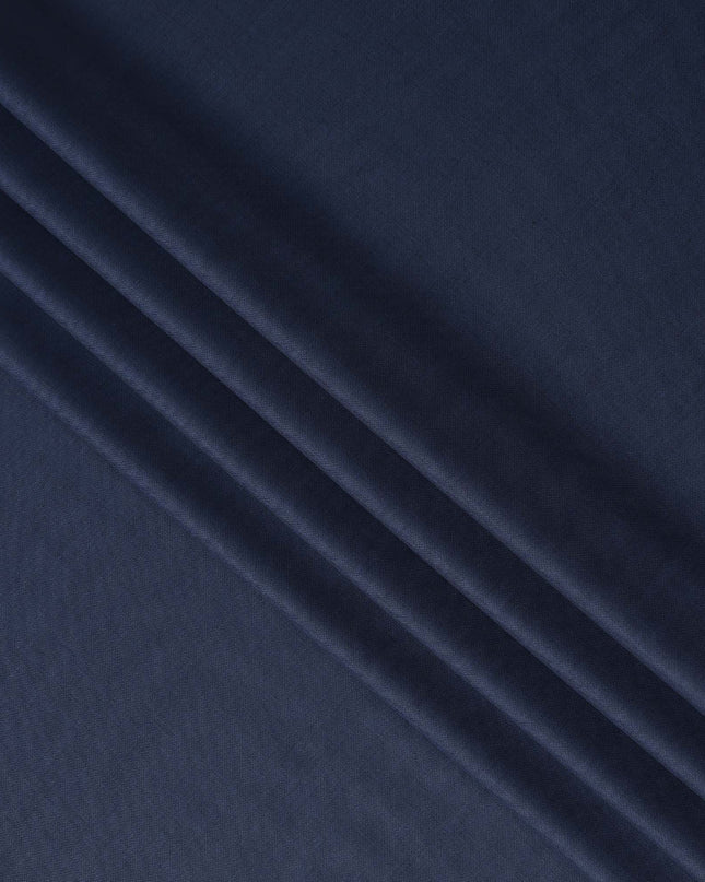 Navy Blue Solid Blended Poly Wool Suiting Fabric 150 Cms Width Smooth Soft Durable Wrinkle Resistant Material for Formal Suits Trousers Blazers-D28593 - Regal Fabrics