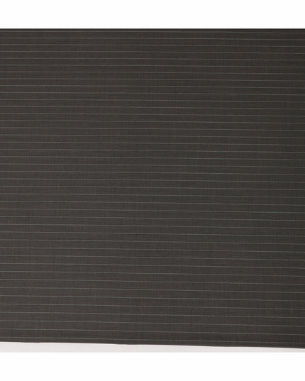 Dark Grey Pinstripe Blended Poly Wool Suiting Fabric 150 Cms Width Smooth Soft Durable Wrinkle Resistant Material for Formal Suits Trousers Blazers-D28605 - Regal Fabrics