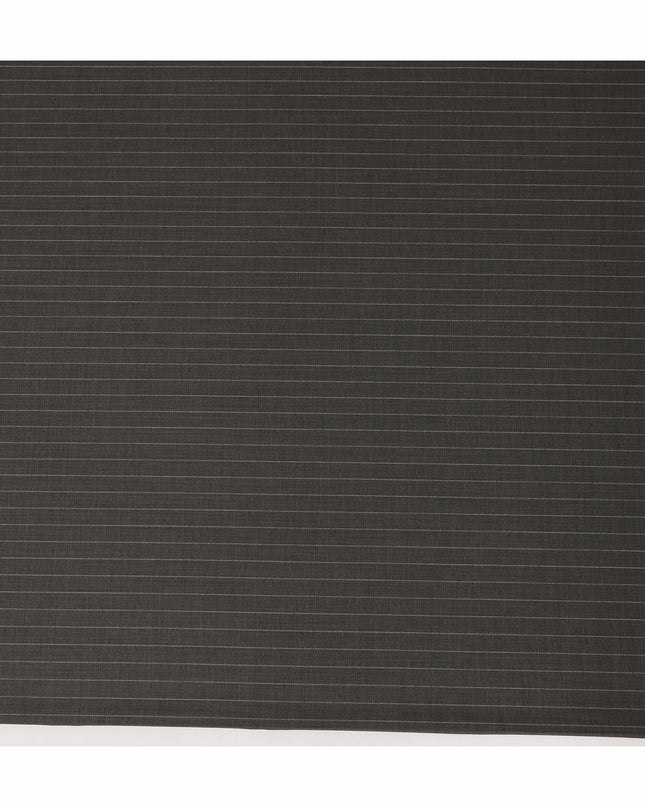 Dark Grey Pinstripe Blended Poly Wool Suiting Fabric 150 Cms Width Smooth Soft Durable Wrinkle Resistant Material for Formal Suits Trousers Blazers-D28605 - Regal Fabrics