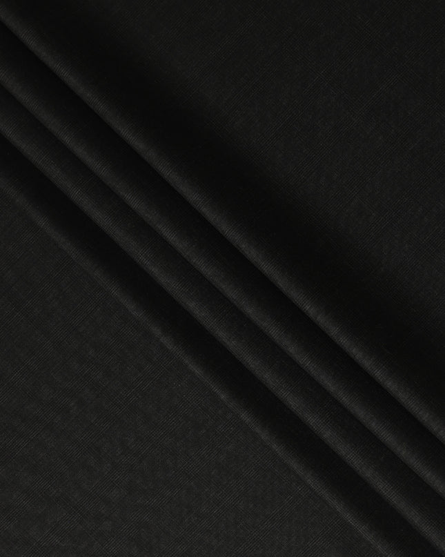 Black Self Check Blended Poly Wool Suiting Fabric 150 Cms Width Soft Durable Wrinkle Resistant Material for Formal Wear Suits Trousers Blazers-D28582 - Regal Fabrics