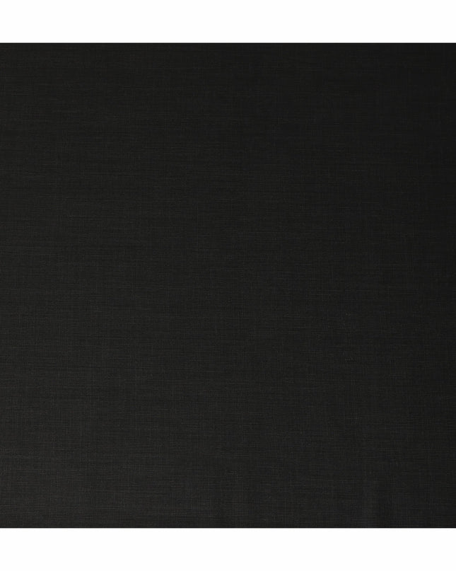 Black Self Check Blended Poly Wool Suiting Fabric 150 Cms Width Soft Durable Wrinkle Resistant Material for Formal Wear Suits Trousers Blazers-D28582 - Regal Fabrics