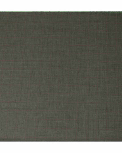 Olive Green Checkered Blended Poly Wool Suiting Fabric 150 Cms Width Soft Durable Wrinkle Resistant Material for Formal Wear Suits Trousers Blazers-D28583 - Regal Fabrics