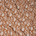 Rust Brown Floral Printed Premium Pure Silk Crepe Fabric 110 Cms From India-D27249 - Regal Fabrics