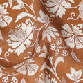 Rust Brown Floral Printed Premium Pure Silk Crepe Fabric 110 Cms From India-D27249 - Regal Fabrics