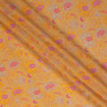 Mustard Yellow Floral Printed Premium Pure Silk Crepe Fabric 110 Cms From India-D27245 - Regal Fabrics
