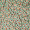 Mint Green Floral Printed Silk Crepe Fabric, Made in India-D27268 - Regal Fabrics
