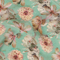 Mint Green Floral Printed Silk Crepe Fabric, Made in India-D27268 - Regal Fabrics