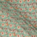 Mint Green Floral Printed Silk Crepe Fabric, Made in India-D27268 - Regal Fabrics