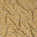 Mustard Yellow Ditsy Floral Printed Silk Crepe Fabric, 110 Cms Width, Made in India-D27270 - Regal Fabrics