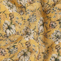 Mustard Yellow Ditsy Floral Printed Silk Crepe Fabric, 110 Cms Width, Made in India-D27270 - Regal Fabrics