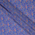 Blue Floral Printed Premium Pure Silk Crepe Fabric 110 Cms From India-D27252