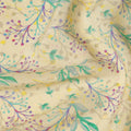 Cream Beige Floral Printed Premium Pure Silk Crepe Fabric 110 Cms From India-D27244 - Regal Fabrics