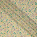 Cream Beige Floral Printed Premium Pure Silk Crepe Fabric 110 Cms From India-D27244 - Regal Fabrics