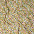 Mustard Yellow Floral Printed Silk Crepe Fabric, 110 Cms Width, Made in India-D27269 - Regal Fabrics