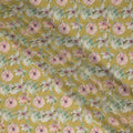 Olive Mustard Floral Printed Premium Pure Silk Crepe Fabric 110 Cms From India-D27246 - Regal Fabrics