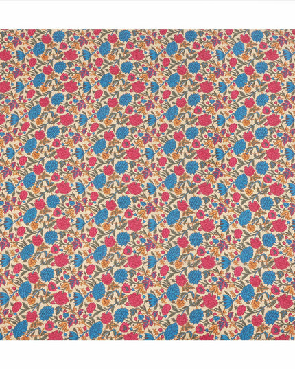Beige Floral Printed Silk Crepe Fabric Soft Lightweight Breathable Material for Dressmaking Sewing Apparel Craft Use 110 Cms Width India Origin-D27291 Regal Fabrics