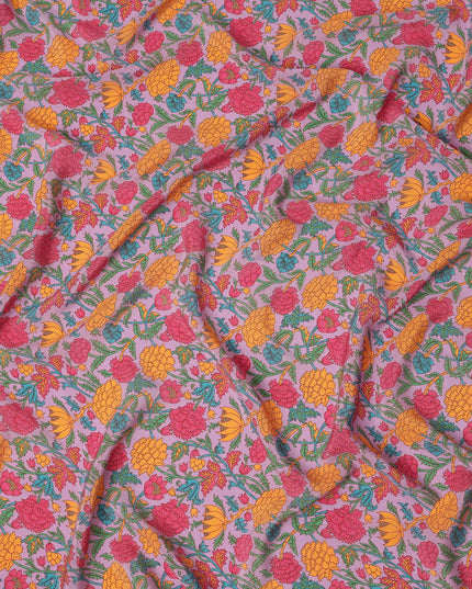 Pink Floral Printed Silk Crepe Fabric Soft Flowing Lightweight Luxurious Material for Dressmaking Sewing Apparel Craft Use 110 Cms Width India Origin-D27296 Regal Fabrics
