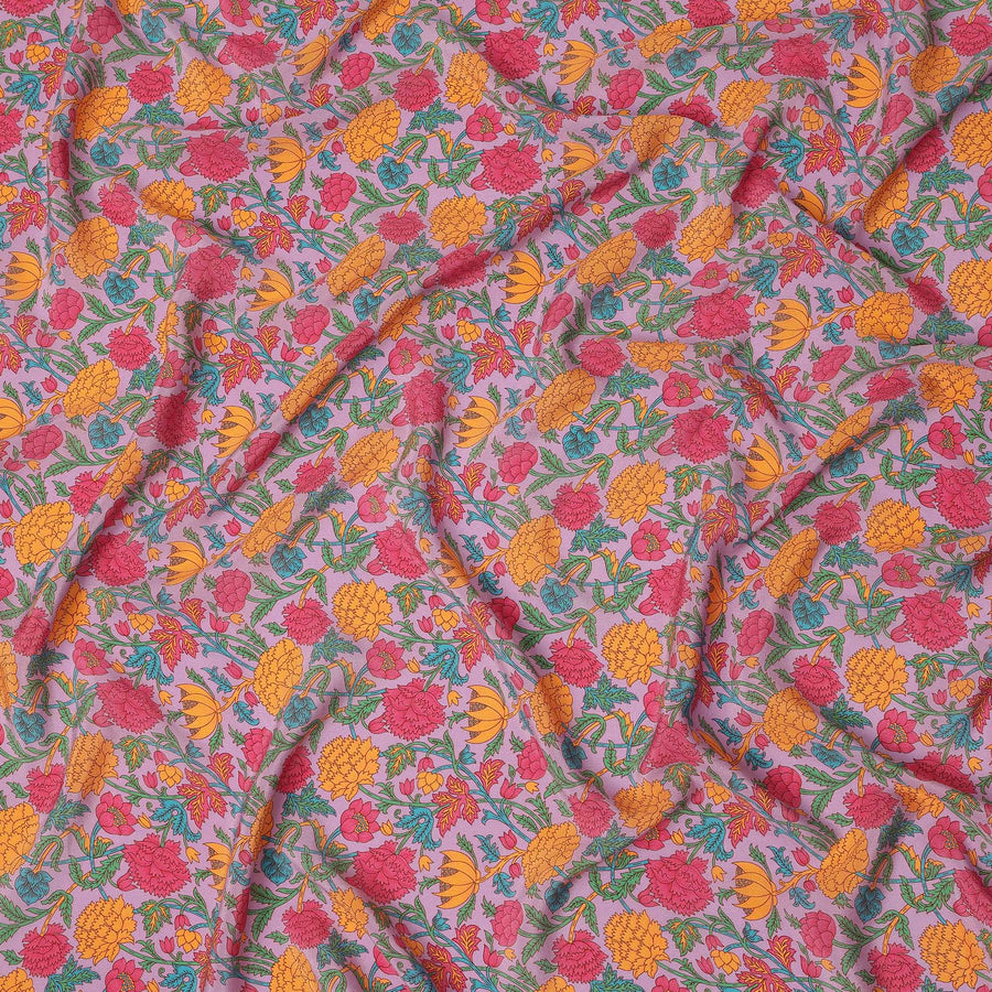 Pink Floral Printed Silk Crepe Fabric Soft Flowing Lightweight Luxurious Material for Dressmaking Sewing Apparel Craft Use 110 Cms Width India Origin-D27296 Regal Fabrics