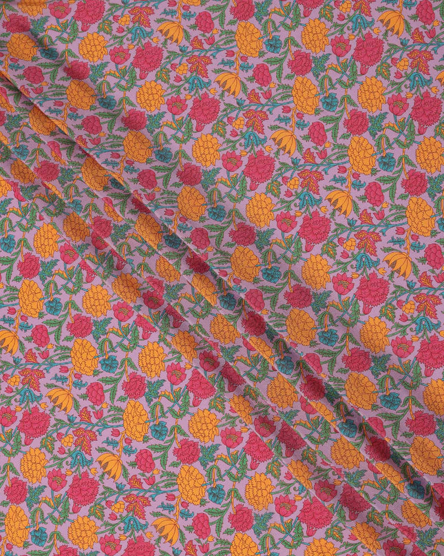 Pink Floral Printed Silk Crepe Fabric Soft Flowing Lightweight Luxurious Material for Dressmaking Sewing Apparel Craft Use 110 Cms Width India Origin-D27296