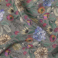 Olive Green Floral Printed Silk Crepe Fabric Soft Flowing Lightweight Luxurious Material for Dressmaking Sewing Apparel Craft Use 110 Cms Width India Origin-D27305 - Regal Fabrics