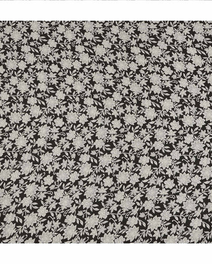 Black Floral Printed Silk Crepe Fabric Soft Flowing Lightweight Luxurious Material for Dressmaking Sewing Apparel Craft Use 110 Cms Width India Origin-D27298 Regal Fabrics