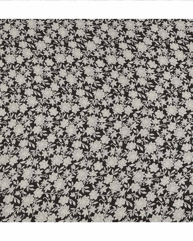 Black Floral Printed Silk Crepe Fabric Soft Flowing Lightweight Luxurious Material for Dressmaking Sewing Apparel Craft Use 110 Cms Width India Origin-D27298