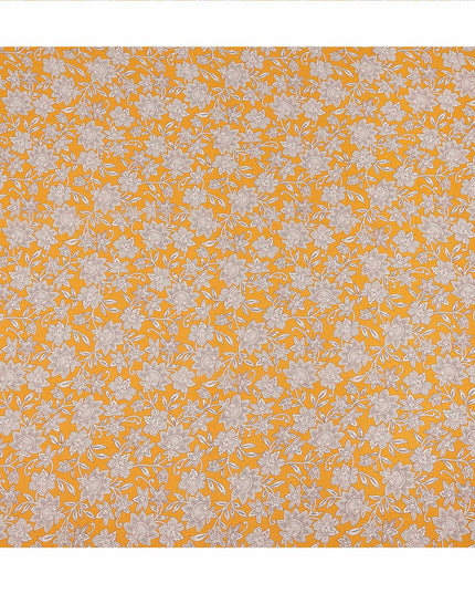 Yellow Floral Printed Silk Crepe Fabric Soft Flowing Lightweight Luxurious Material for Dressmaking Sewing Apparel Craft Use 110 Cms Width India Origin-D27297 Regal Fabrics