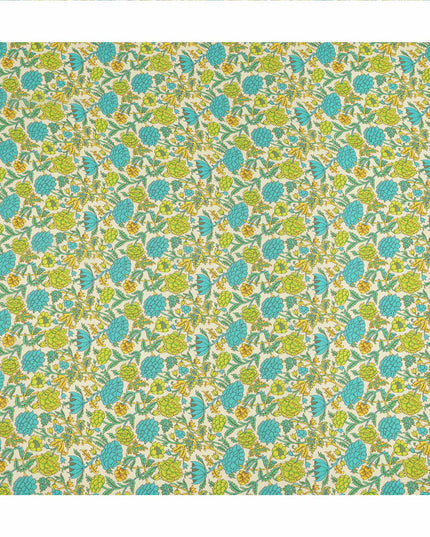 Cream Floral Printed Silk Crepe Fabric Soft Lightweight Breathable Material for Dressmaking Sewing Apparel Craft Use 110 Cms Width India Origin-D27290 Regal Fabrics