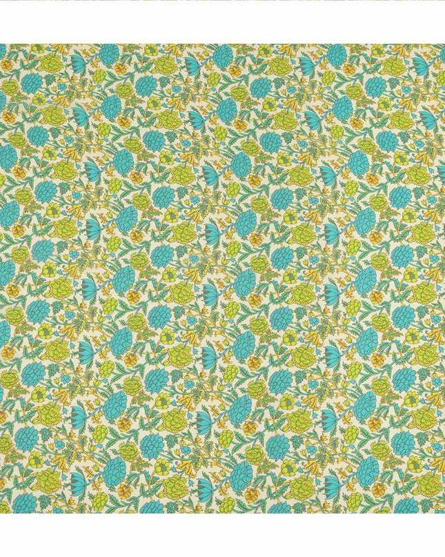 Cream Floral Printed Silk Crepe Fabric Soft Lightweight Breathable Material for Dressmaking Sewing Apparel Craft Use 110 Cms Width India Origin-D27290