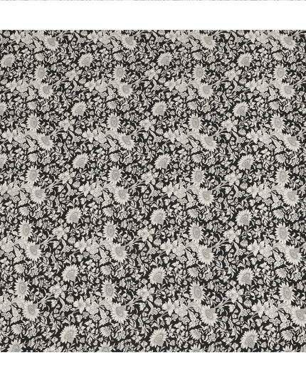 Black Floral Printed Silk Crepe Fabric Soft Flowing Lightweight Luxurious Material for Dressmaking Sewing Apparel Craft Use 110 Cms Width India Origin-D27303 Regal Fabrics