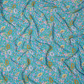 Teal Floral Printed Silk Crepe Fabric Soft Lightweight Breathable Material for Dressmaking Sewing Apparel Craft Use 110 Cms Width India Origin-D27289 Regal Fabrics
