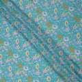 Teal Floral Printed Silk Crepe Fabric Soft Lightweight Breathable Material for Dressmaking Sewing Apparel Craft Use 110 Cms Width India Origin-D27289 Regal Fabrics