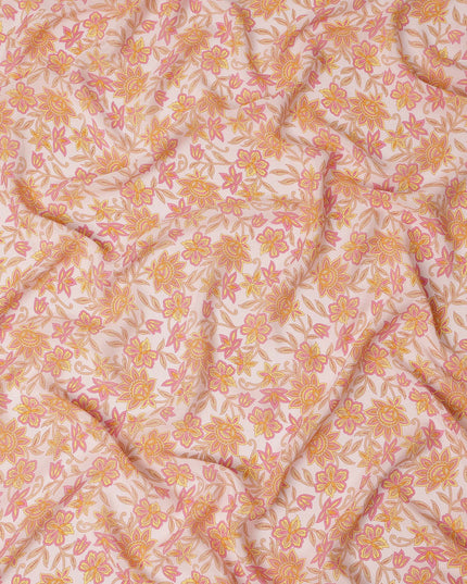 Blush Pink Floral Printed Silk Crepe Fabric Soft Flowing Lightweight Luxurious Material for Dressmaking Sewing Apparel Craft Use 110 Cms Width India Origin-D27301 Regal Fabrics