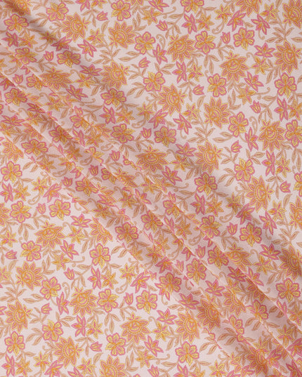 Blush Pink Floral Printed Silk Crepe Fabric Soft Flowing Lightweight Luxurious Material for Dressmaking Sewing Apparel Craft Use 110 Cms Width India Origin-D27301 Regal Fabrics