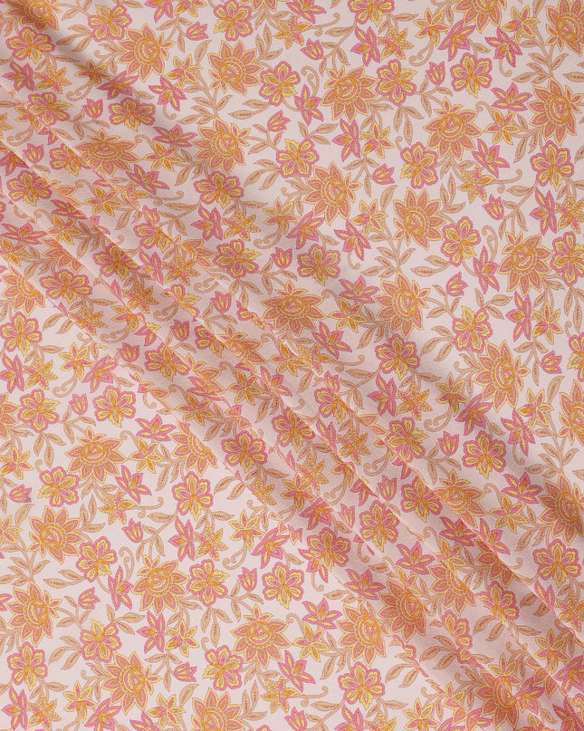 Blush Pink Floral Printed Silk Crepe Fabric Soft Flowing Lightweight Luxurious Material for Dressmaking Sewing Apparel Craft Use 110 Cms Width India Origin-D27301