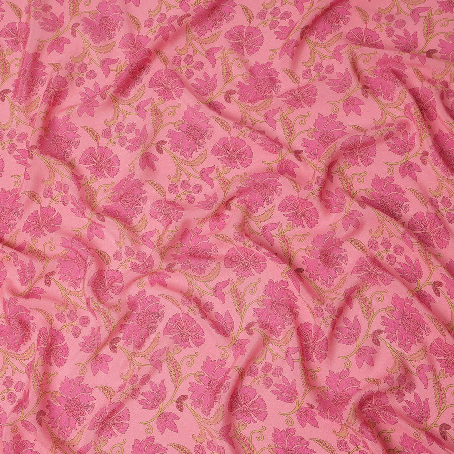 Pink Floral Printed Silk Crepe Fabric Soft Flowing Lightweight Luxurious Material for Dressmaking Sewing Apparel Craft Use 110 Cms Width India Origin-D27304 Regal Fabrics