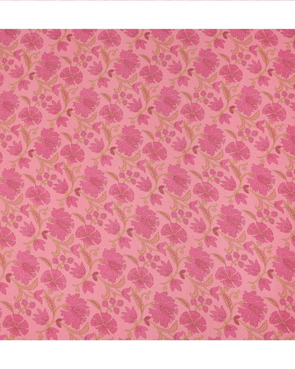Pink Floral Printed Silk Crepe Fabric Soft Flowing Lightweight Luxurious Material for Dressmaking Sewing Apparel Craft Use 110 Cms Width India Origin-D27304 - Regal Fabrics