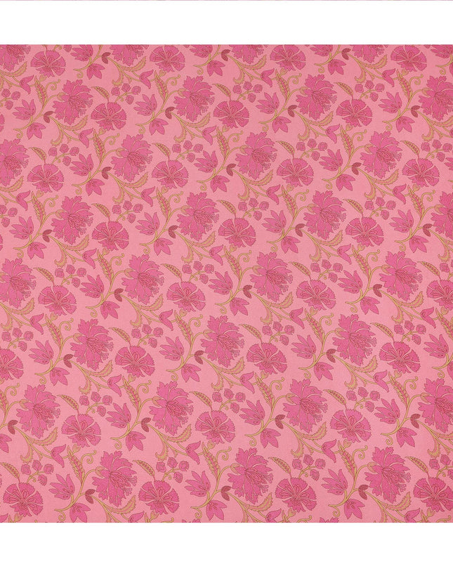 Pink Floral Printed Silk Crepe Fabric Soft Flowing Lightweight Luxurious Material for Dressmaking Sewing Apparel Craft Use 110 Cms Width India Origin-D27304
