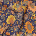 Navy Blue Floral Printed Silk Crepe Fabric Soft Flowing Lightweight Luxurious Material for Dressmaking Sewing Apparel Craft Use 110 Cms Width India Origin-D27302 Regal Fabrics