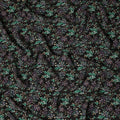 Black Botanical Floral Printed Premium Pure Silk Crepe Fabric 110 Cms From India-D27247 - Regal Fabrics
