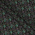Black Botanical Floral Printed Premium Pure Silk Crepe Fabric 110 Cms From India-D27247 - Regal Fabrics