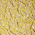 Yellow Floral Printed Premium Pure Silk Crepe Fabric 110 Cms From India-D27251 - Regal Fabrics